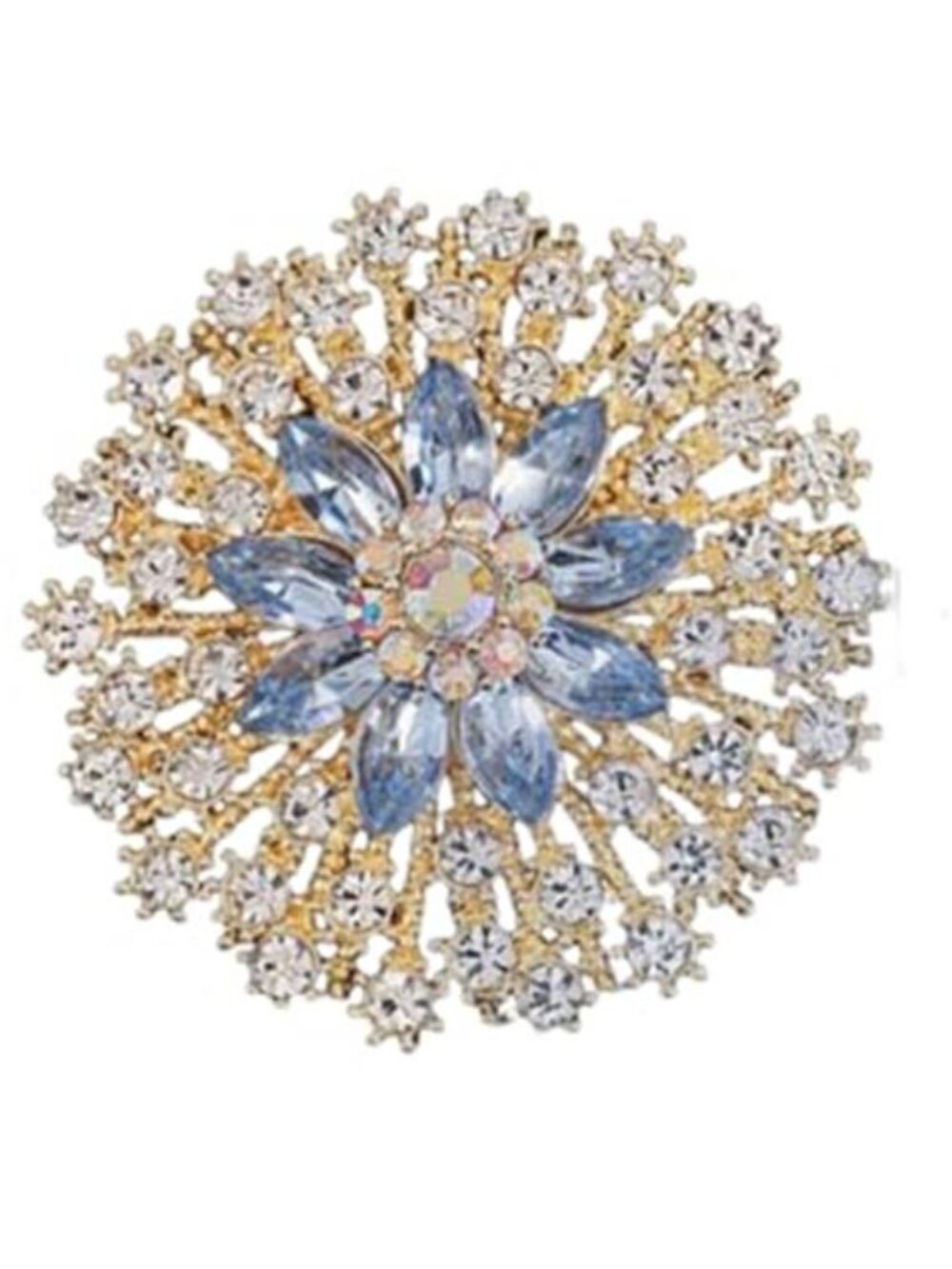Vintage Rhinestone Flower Brooch Pins for Women, Large Crystal Sunflower
